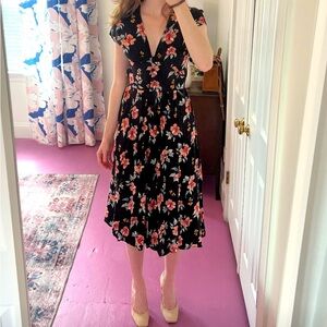 Floral Black button down Dress